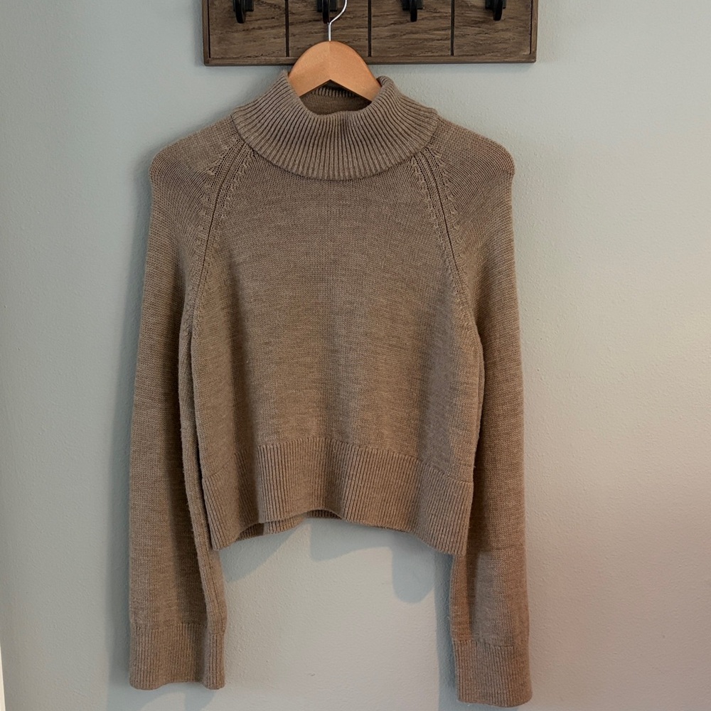 Quince Australian Merino wool mock neck Boxy Sweater in Malted Toffee size S - Picture 5 of 7